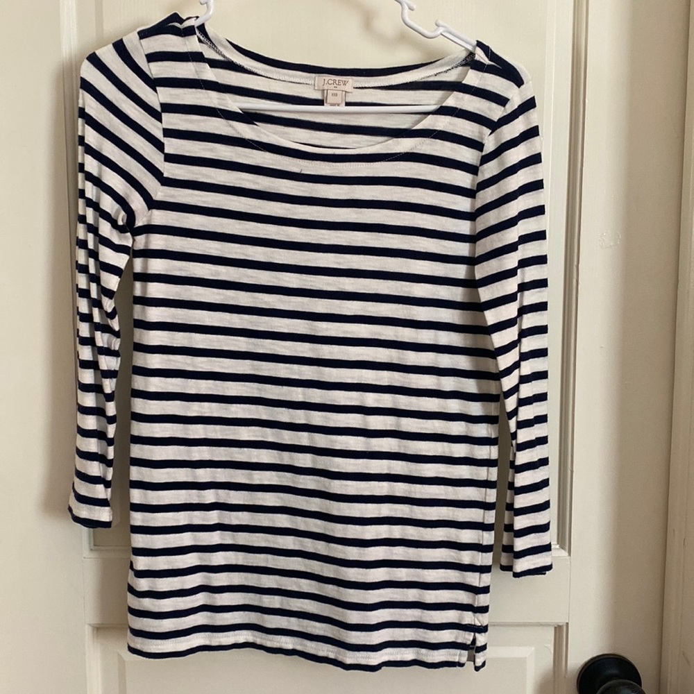J.Crew XXS Wide Neck Navy Striped Tee
